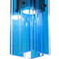 Meyda Lighting Shutter 7" Nickel Mini Pendant Light With Sparkle Blue Shade Glass