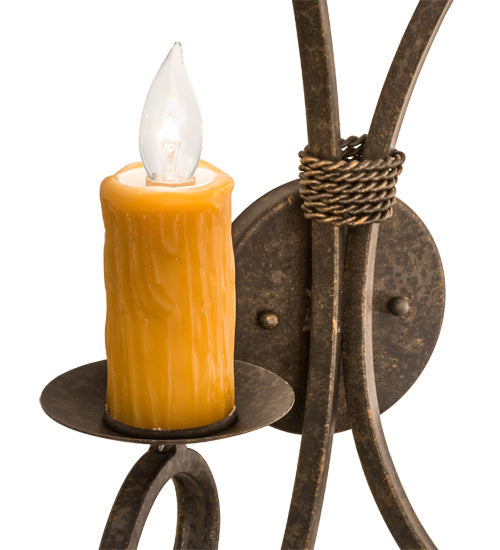 Meyda Lighting Sienna 16" 2-Light Golden Bronze Wall Sconce With Amber Faux Candlelight