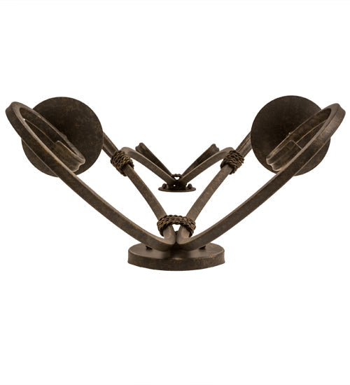 Meyda Lighting Sienna 16" 2-Light Golden Bronze Wall Sconce With Amber Faux Candlelight