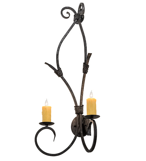 Meyda Lighting Sienna 16" 2-Light Smoke Wall Sconce With Amber Faux Candlelight