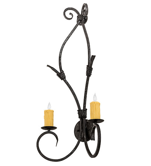 Meyda Lighting Sienna 16" 2-Light Smoke Wall Sconce With Amber Faux Candlelight