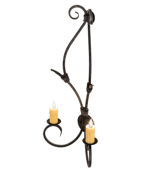 Meyda Lighting Sienna 16" 2-Light Smoke Wall Sconce With Amber Faux Candlelight
