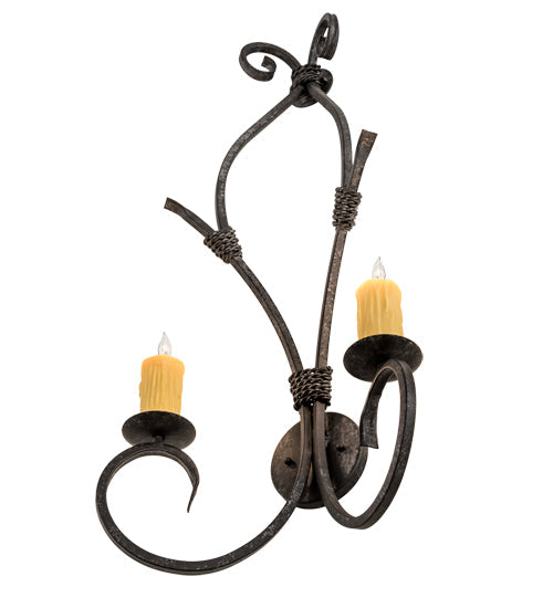 Meyda Lighting Sienna 16" 2-Light Smoke Wall Sconce With Amber Faux Candlelight