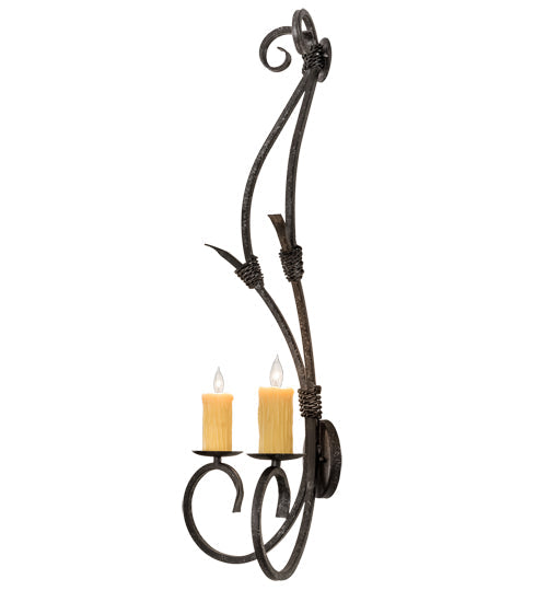 Meyda Lighting Sienna 16" 2-Light Smoke Wall Sconce With Amber Faux Candlelight