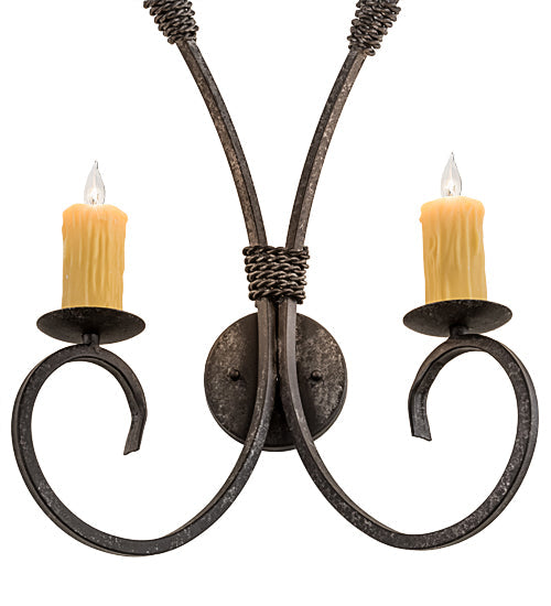 Meyda Lighting Sienna 16" 2-Light Smoke Wall Sconce With Amber Faux Candlelight