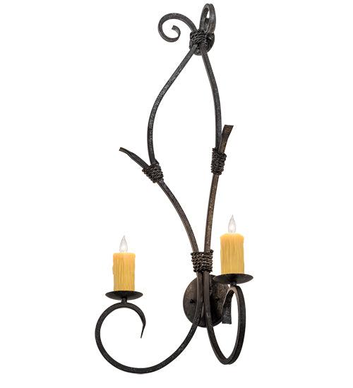 Meyda Lighting Sienna 16" 2-Light Smoke Wall Sconce With Amber Faux Candlelight