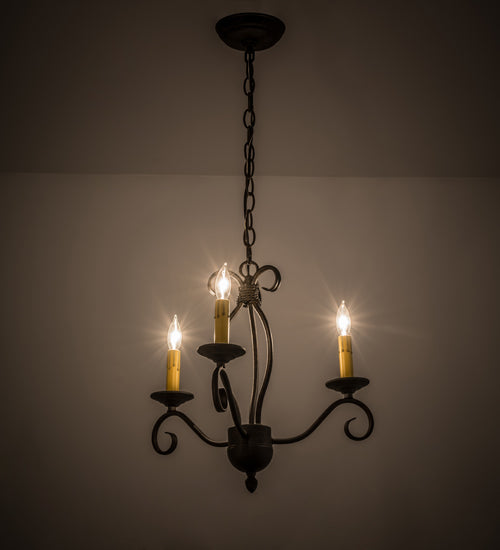 Meyda Lighting Sienna 169826 18" 3-Light Chestnut Chandelier With Amber Faux Candlelight