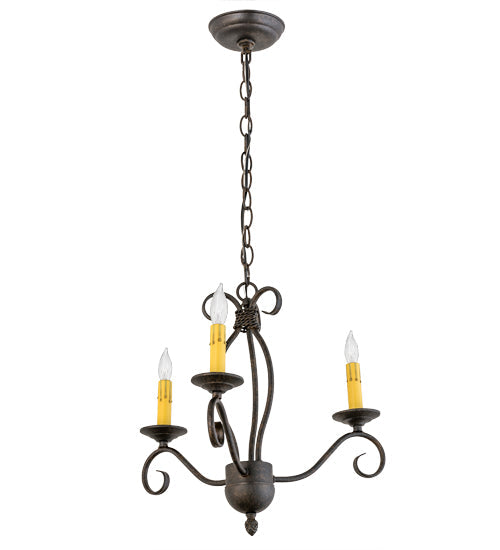 Meyda Lighting Sienna 169826 18" 3-Light Chestnut Chandelier With Amber Faux Candlelight