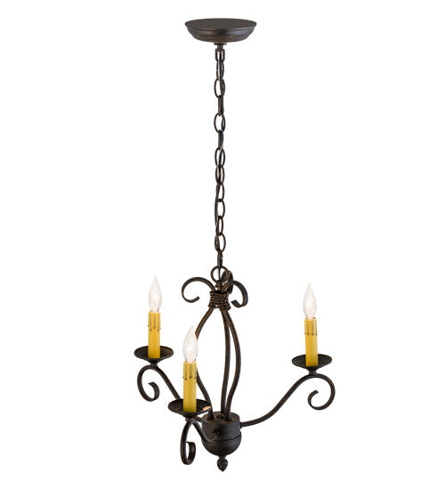 Meyda Lighting Sienna 169826 18" 3-Light Chestnut Chandelier With Amber Faux Candlelight