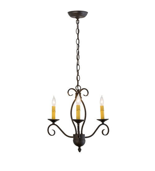 Meyda Lighting Sienna 169826 18" 3-Light Chestnut Chandelier With Amber Faux Candlelight