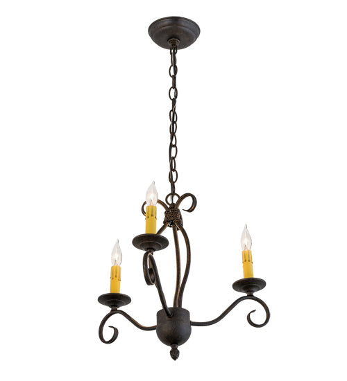 Meyda Lighting Sienna 169826 18" 3-Light Chestnut Chandelier With Amber Faux Candlelight