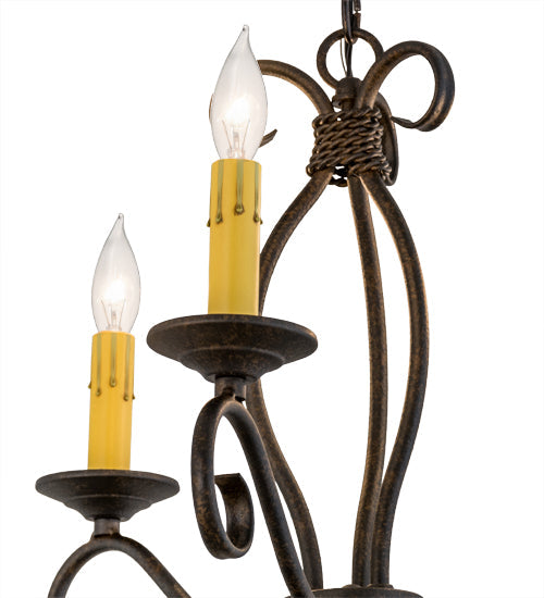 Meyda Lighting Sienna 169826 18" 3-Light Chestnut Chandelier With Amber Faux Candlelight
