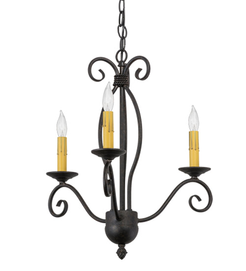 Meyda Lighting Sienna 18" 3-Light Chestnut Chandelier With Amber Faux Candlelight
