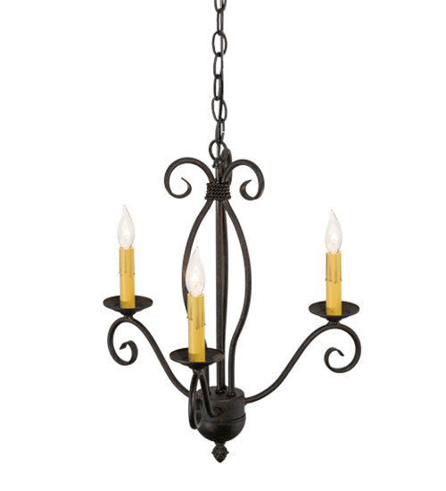 Meyda Lighting Sienna 18" 3-Light Chestnut Chandelier With Amber Faux Candlelight