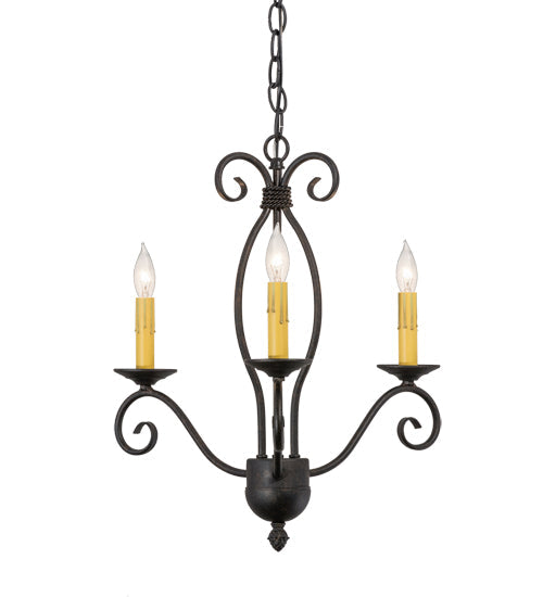 Meyda Lighting Sienna 18" 3-Light Chestnut Chandelier With Amber Faux Candlelight