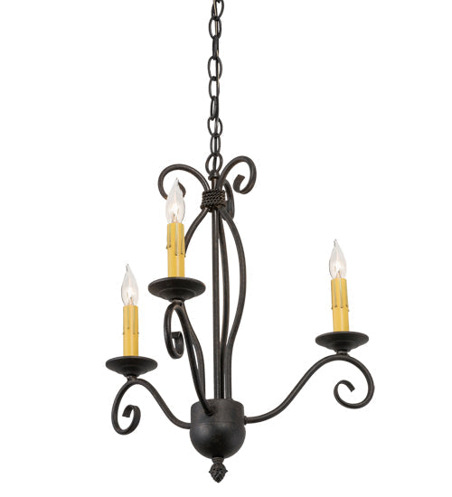 Meyda Lighting Sienna 18" 3-Light Chestnut Chandelier With Amber Faux Candlelight