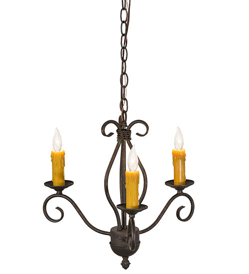 Meyda Lighting Sienna 18" 3-Light Copper Rust Chandelier With Amber Faux Candlelight