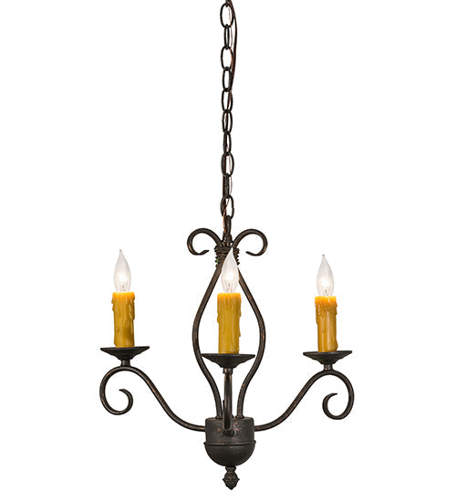 Meyda Lighting Sienna 18" 3-Light Copper Rust Chandelier With Amber Faux Candlelight