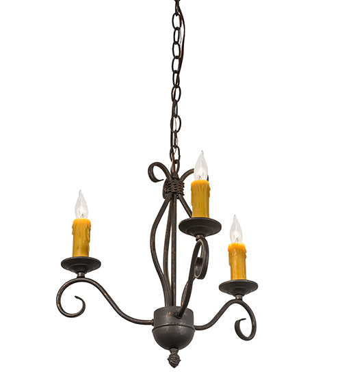 Meyda Lighting Sienna 18" 3-Light Copper Rust Chandelier With Amber Faux Candlelight