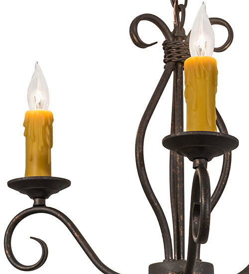 Meyda Lighting Sienna 18" 3-Light Copper Rust Chandelier With Amber Faux Candlelight