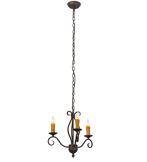 Meyda Lighting Sienna 18" 3-Light Copper Rust Chandelier With Amber Faux Candlelight