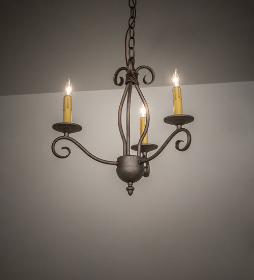 Meyda Lighting Sienna 18" 3-Light French Bronze Chandelier With Amber Faux Candlelight