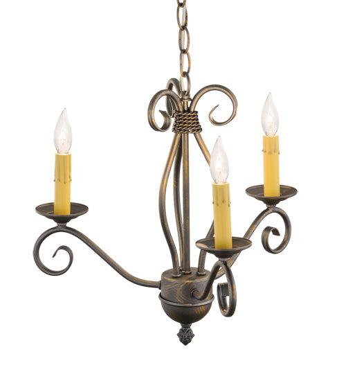 Meyda Lighting Sienna 18" 3-Light French Bronze Chandelier With Amber Faux Candlelight