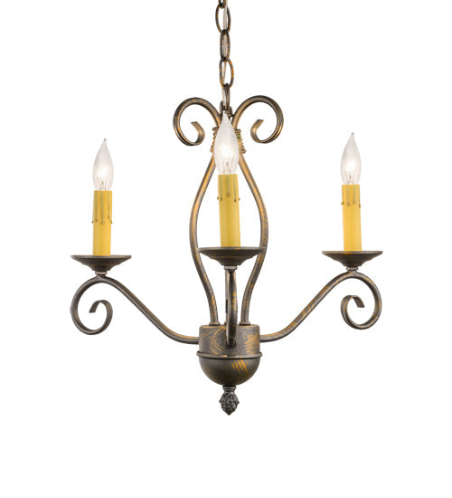 Meyda Lighting Sienna 18" 3-Light French Bronze Chandelier With Amber Faux Candlelight
