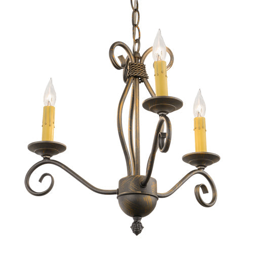 Meyda Lighting Sienna 18" 3-Light French Bronze Chandelier With Amber Faux Candlelight
