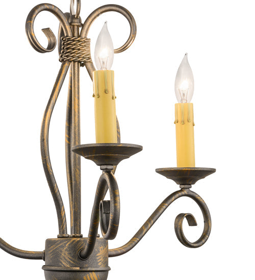 Meyda Lighting Sienna 18" 3-Light French Bronze Chandelier With Amber Faux Candlelight