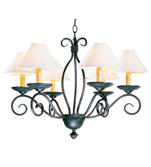 Meyda Lighting Sienna 26" 6-Light Antique Iron Gate Chandelier With Amber Faux Candlelight