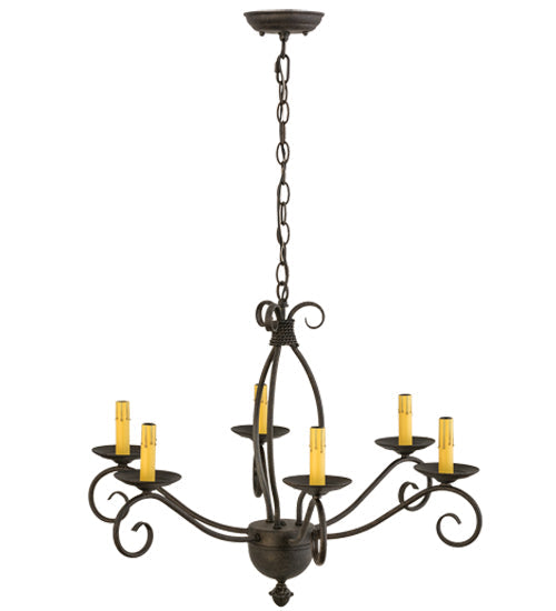 Meyda Lighting Sienna 30" 6-Light Chestnut Chandelier With Brown Tuscan Alabaster Paper Shade