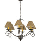 Meyda Lighting Sienna 30" 6-Light Chestnut Chandelier With Brown Tuscan Alabaster Paper Shade