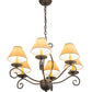 Meyda Lighting Sienna 30" 6-Light Chestnut Chandelier With Brown Tuscan Alabaster Paper Shade