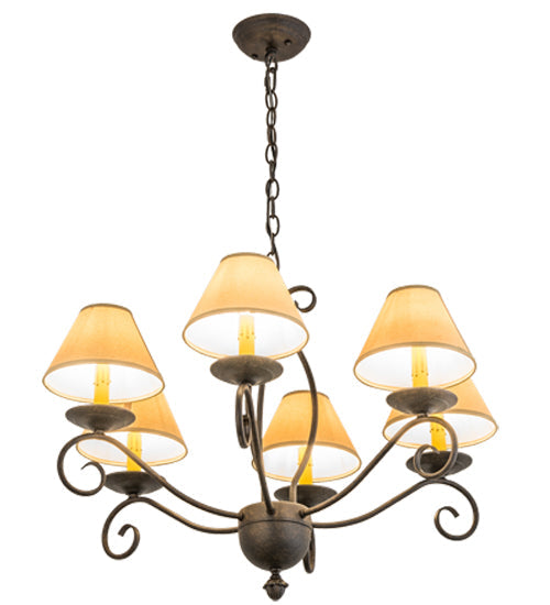 Meyda Lighting Sienna 30" 6-Light Chestnut Chandelier With Brown Tuscan Alabaster Paper Shade
