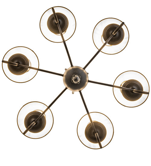 Meyda Lighting Sienna 30" 6-Light Chestnut Chandelier With Brown Tuscan Alabaster Paper Shade