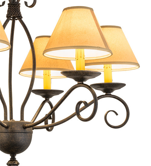 Meyda Lighting Sienna 30" 6-Light Chestnut Chandelier With Brown Tuscan Alabaster Paper Shade