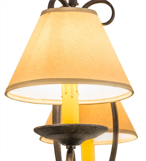 Meyda Lighting Sienna 30" 6-Light Chestnut Chandelier With Brown Tuscan Alabaster Paper Shade
