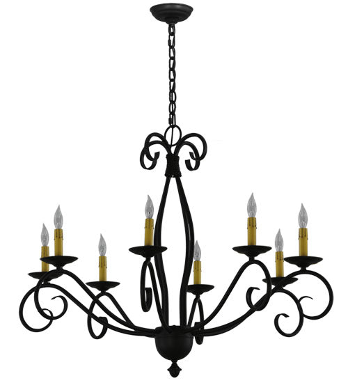 Meyda Lighting Sienna 36" 8-Light Blackwash Chandelier With Amber Faux Candlelight