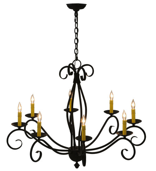 Meyda Lighting Sienna 36" 8-Light Blackwash Chandelier With Amber Faux Candlelight