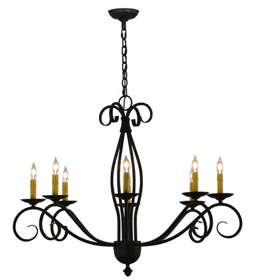 Meyda Lighting Sienna 36" 8-Light Blackwash Chandelier With Amber Faux Candlelight