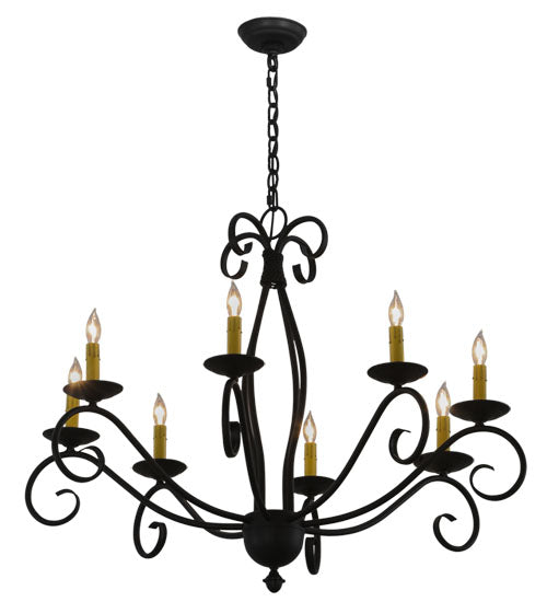 Meyda Lighting Sienna 36" 8-Light Blackwash Chandelier With Amber Faux Candlelight