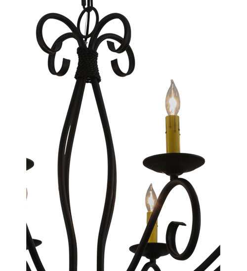 Meyda Lighting Sienna 36" 8-Light Blackwash Chandelier With Amber Faux Candlelight