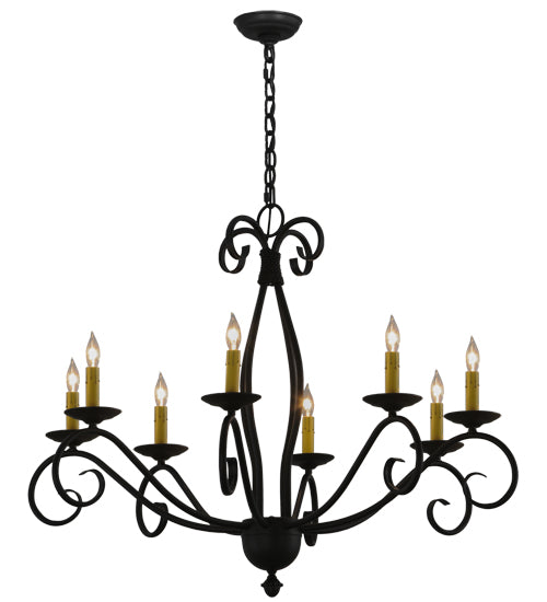 Meyda Lighting Sienna 36" 8-Light Blackwash Chandelier With Amber Faux Candlelight