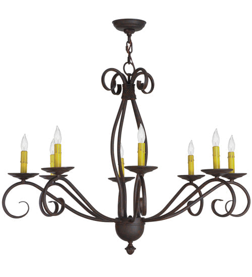 Meyda Lighting Sienna 36" 8-Light Cajun Spice Chandelier With Amber Faux Candlelight
