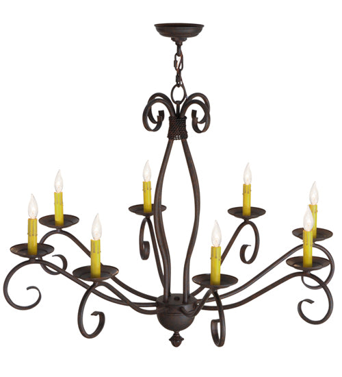 Meyda Lighting Sienna 36" 8-Light Cajun Spice Chandelier With Amber Faux Candlelight