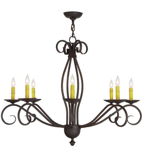 Meyda Lighting Sienna 36" 8-Light Cajun Spice Chandelier With Amber Faux Candlelight