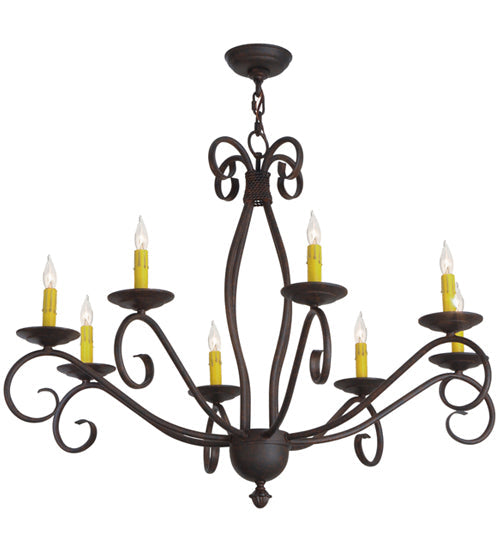 Meyda Lighting Sienna 36" 8-Light Cajun Spice Chandelier With Amber Faux Candlelight