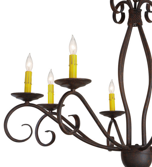 Meyda Lighting Sienna 36" 8-Light Cajun Spice Chandelier With Amber Faux Candlelight