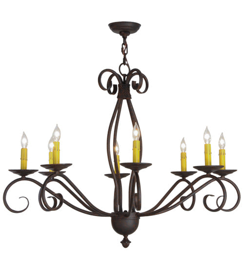 Meyda Lighting Sienna 36" 8-Light Cajun Spice Chandelier With Amber Faux Candlelight